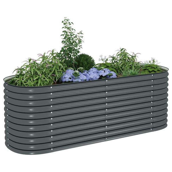 Vidaxl Garden Raised Bed 240X80x81 Cm Galvanised Steel Grey Raised Garden Beds