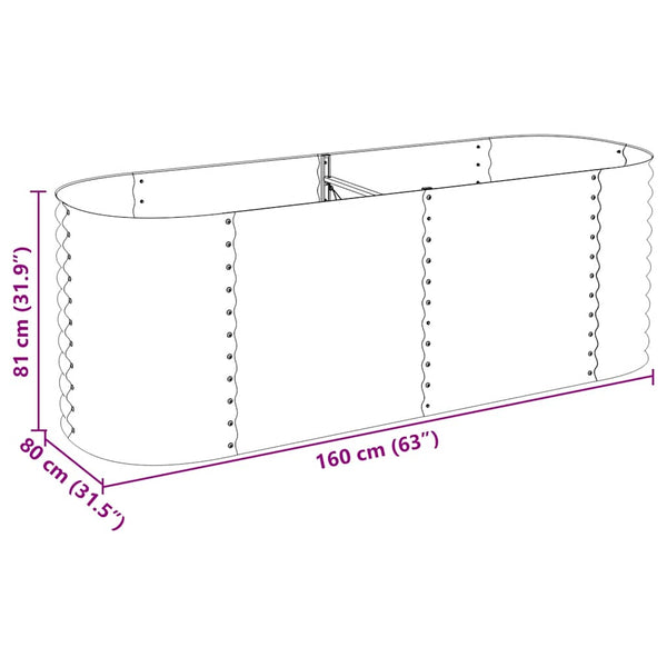 Vidaxl Garden Raised Bed 240X80x81 Cm Galvanised Steel Grey Raised Garden Beds