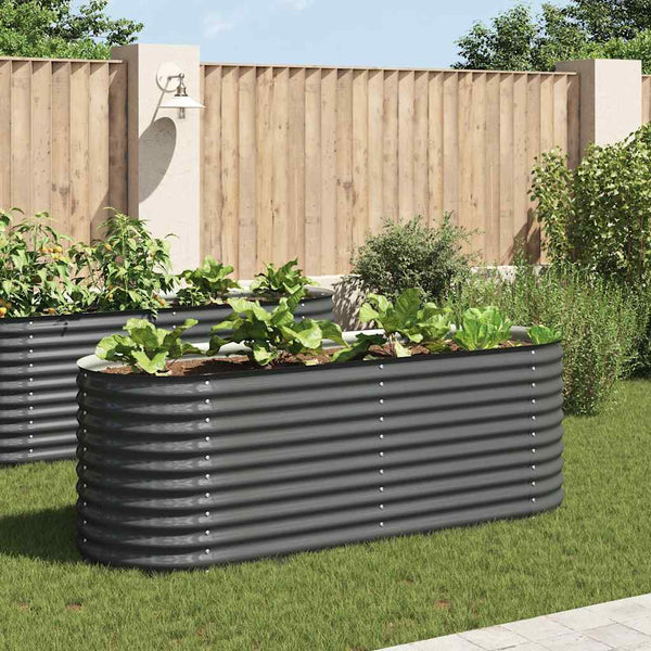 Vidaxl Garden Raised Bed 240X80x81 Cm Galvanised Steel Grey Raised Garden Beds