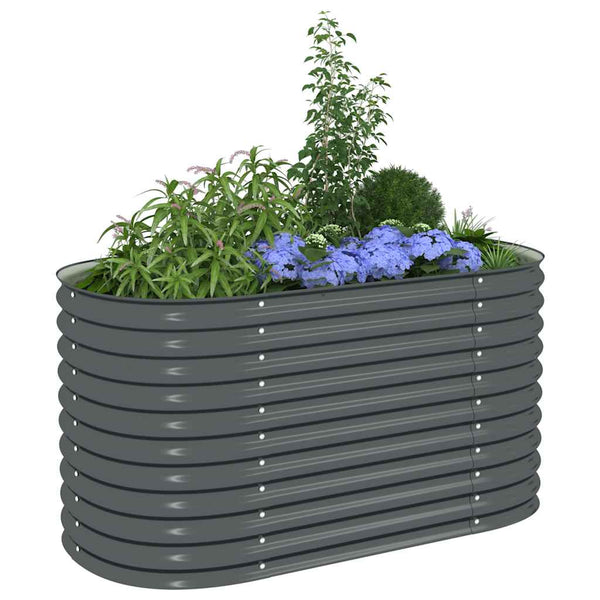 Vidaxl Garden Raised Bed 160X80x81 Cm Galvanised Steel Grey Raised Garden Beds