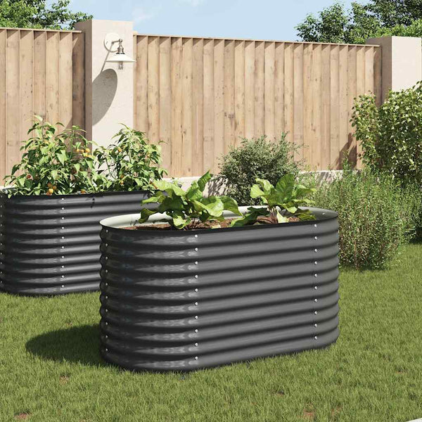 Vidaxl Garden Raised Bed 160X80x81 Cm Galvanised Steel Grey Raised Garden Beds