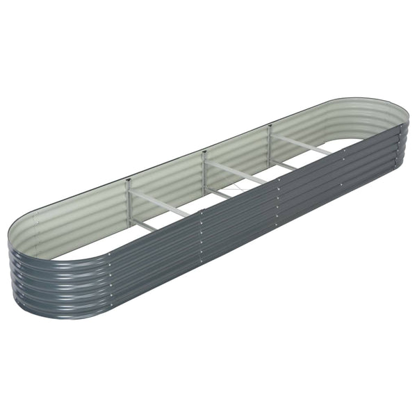 Garden Raised Bed 400X80x44 Cm Galvanised Steel Grey Raised Garden Beds