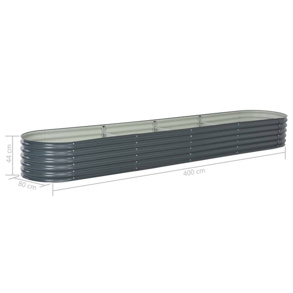 Vidaxl Garden Raised Bed 400X80x44 Cm Galvanised Steel Grey Placeholder