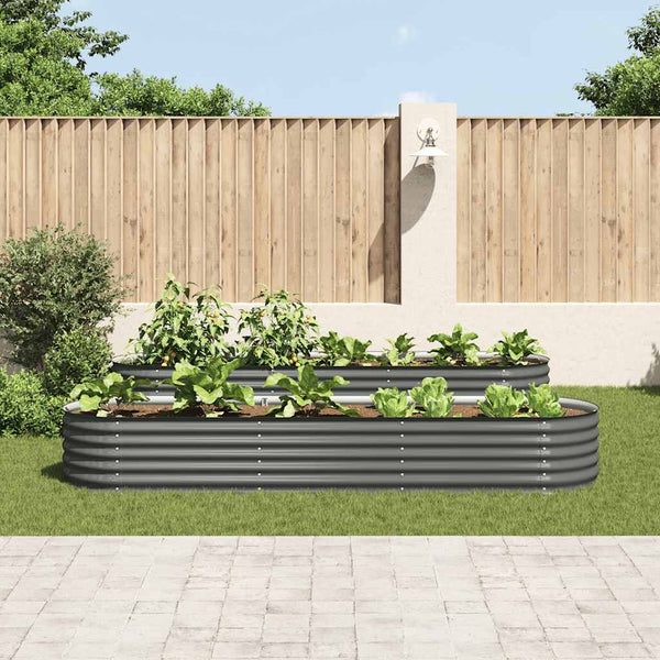 Vidaxl Garden Raised Bed 320X80x44 Cm Galvanised Steel Grey Raised Garden Beds