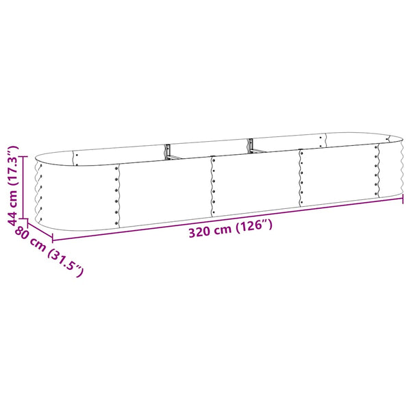 Vidaxl Garden Raised Bed 320X80x44 Cm Galvanised Steel Grey Raised Garden Beds