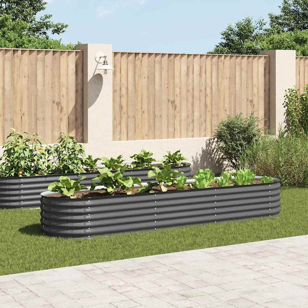 Vidaxl Garden Raised Bed 320X80x44 Cm Galvanised Steel Grey Raised Garden Beds