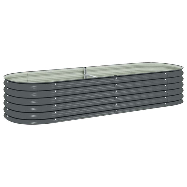 Vidaxl Garden Raised Bed 240X80x44 Cm Galvanised Steel Grey Raised Garden Beds