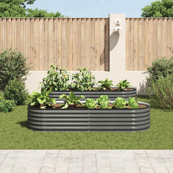 Vidaxl Garden Raised Bed 240X80x44 Cm Galvanised Steel Grey Raised Garden Beds
