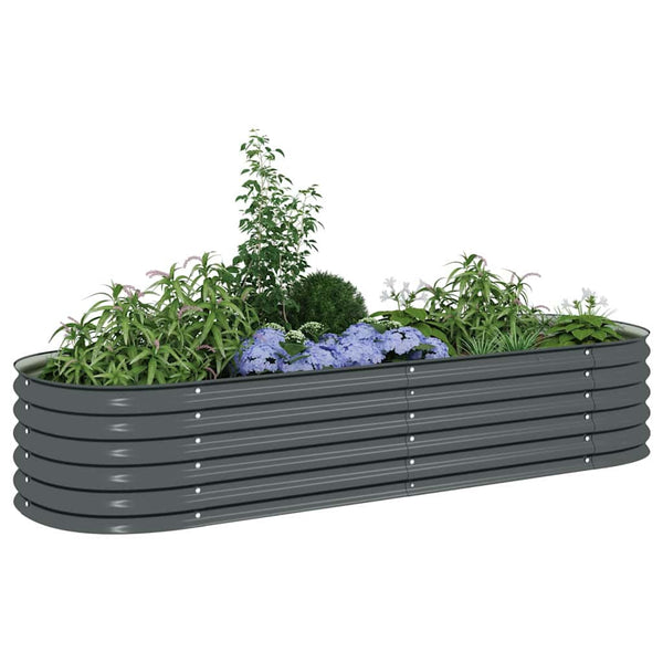 Vidaxl Garden Raised Bed 240X80x44 Cm Galvanised Steel Grey Raised Garden Beds