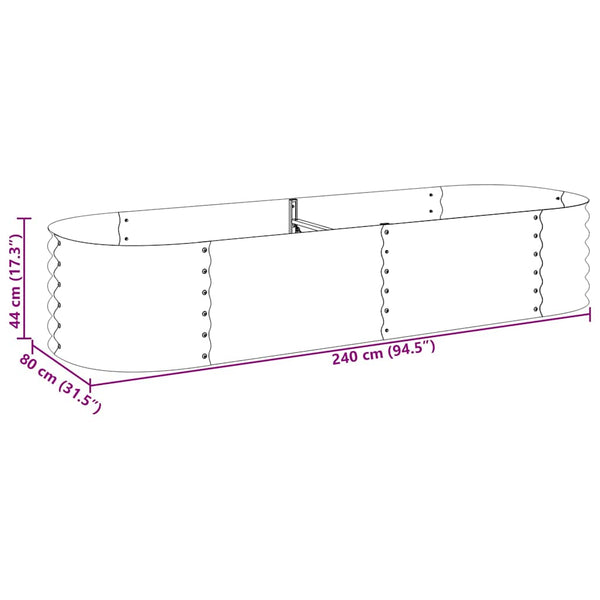 Vidaxl Garden Raised Bed 240X80x44 Cm Galvanised Steel Grey Raised Garden Beds