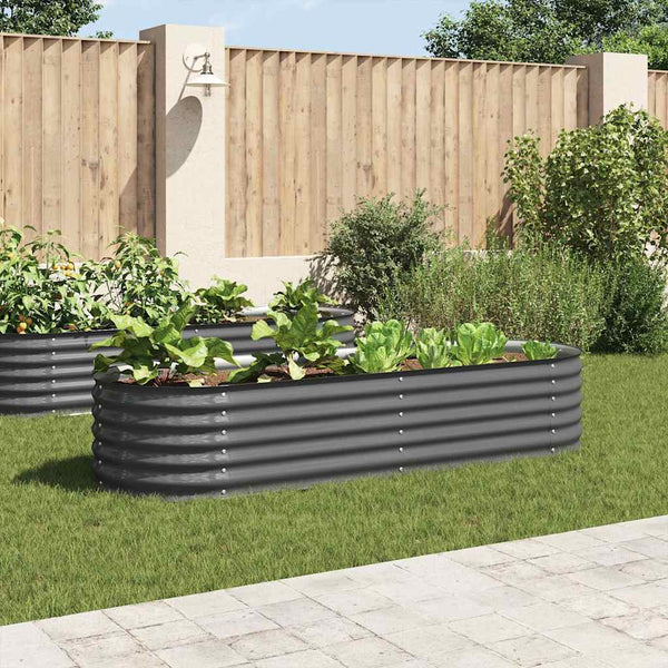 Vidaxl Garden Raised Bed 240X80x44 Cm Galvanised Steel Grey Raised Garden Beds