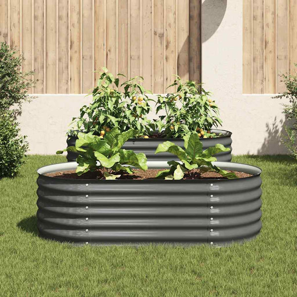 Vidaxl Garden Raised Bed 160X80x44 Cm Galvanised Steel Grey Raised Garden Beds