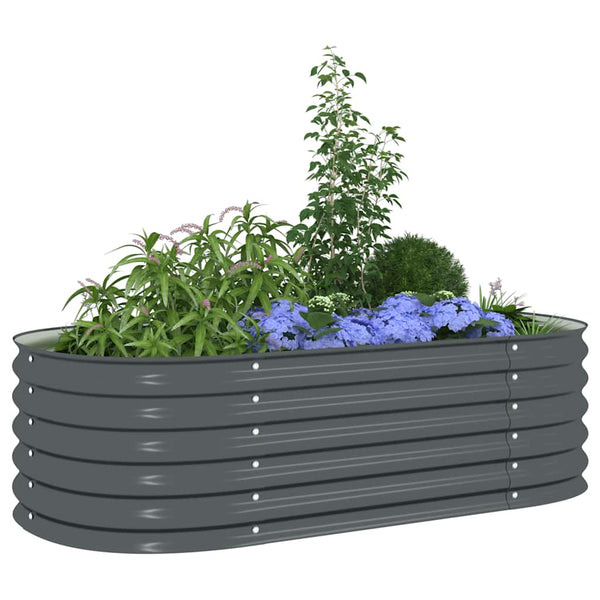 Vidaxl Garden Raised Bed 160X80x44 Cm Galvanised Steel Grey Raised Garden Beds
