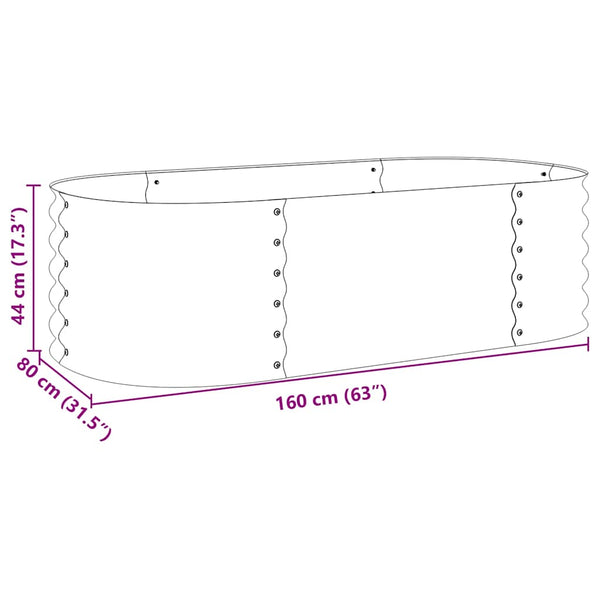Vidaxl Garden Raised Bed 160X80x44 Cm Galvanised Steel Grey Raised Garden Beds