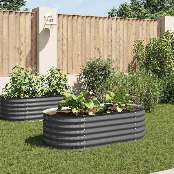 Vidaxl Garden Raised Bed 160X80x44 Cm Galvanised Steel Grey Raised Garden Beds