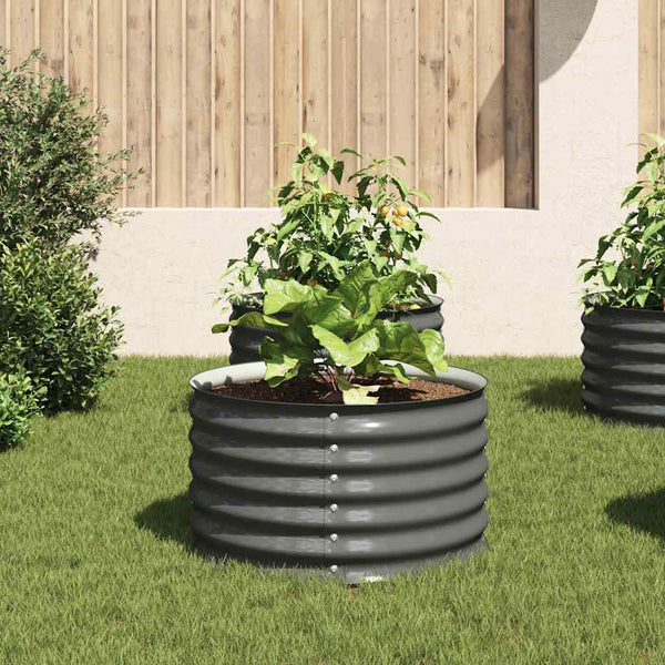 Vidaxl Garden Raised Bed 80X80x44 Cm Galvanised Steel Grey Raised Garden Beds