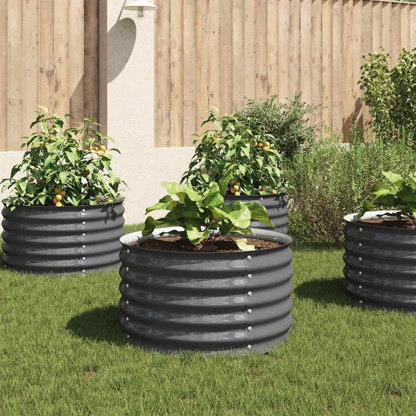 Vidaxl Garden Raised Bed 80X80x44 Cm Galvanised Steel Grey Raised Garden Beds
