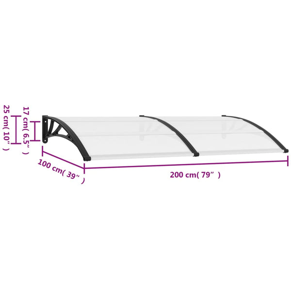 Door Canopy Black 200X100 Cm Pc Canopies & Shelters