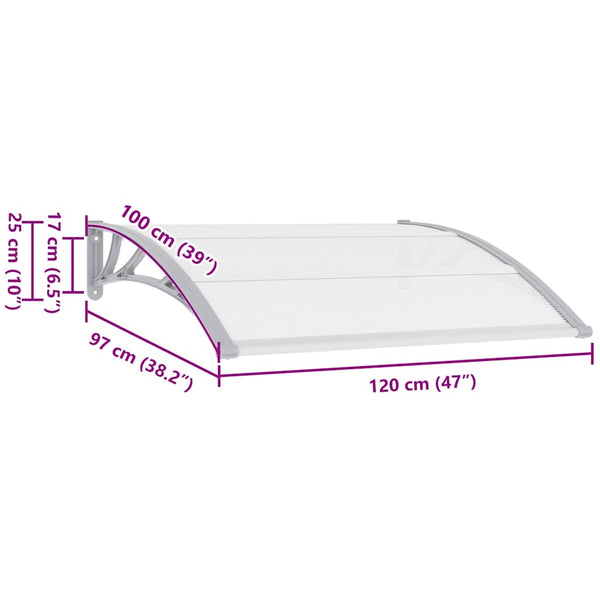 Vidaxl Door Canopy Grey 120X100 Cm Pc Awning & Canopy Parts