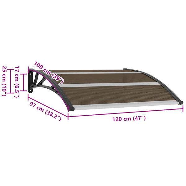 Vidaxl Door Canopy Black 120X100cm Pc Awning & Canopy Parts