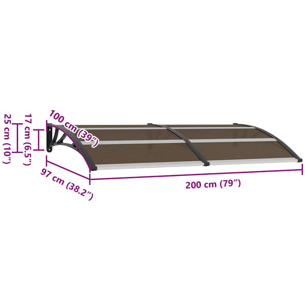 Vidaxl Door Canopy Black 200X100 Cm Pc Awning & Canopy Parts