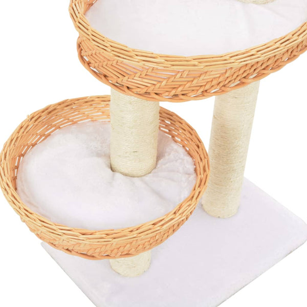 Cat Tree With Sisal Scratching Post Natural Willow Wood