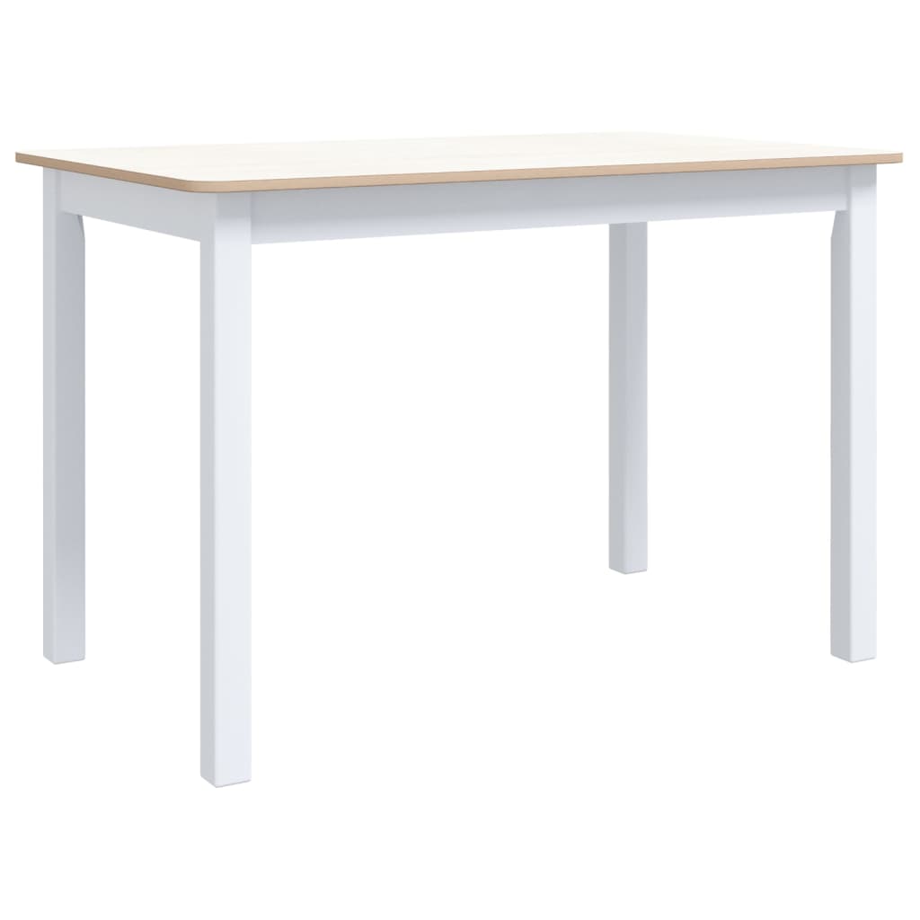 Dining Table White And Brown 114X71x75 Cm Solid Rubber Wood Dining Tables