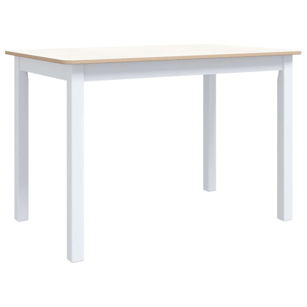 Dining Table White And Brown 114X71x75 Cm Solid Rubber Wood Dining Tables