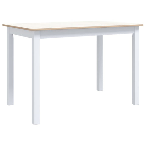 Dining Table White And Brown 114X71x75 Cm Solid Rubber Wood Dining Tables