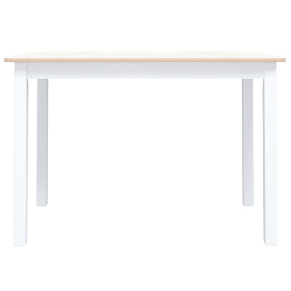 Dining Table White And Brown 114X71x75 Cm Solid Rubber Wood Dining Tables
