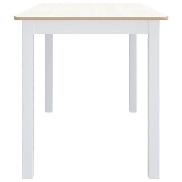 Dining Table White And Brown 114X71x75 Cm Solid Rubber Wood Dining Tables