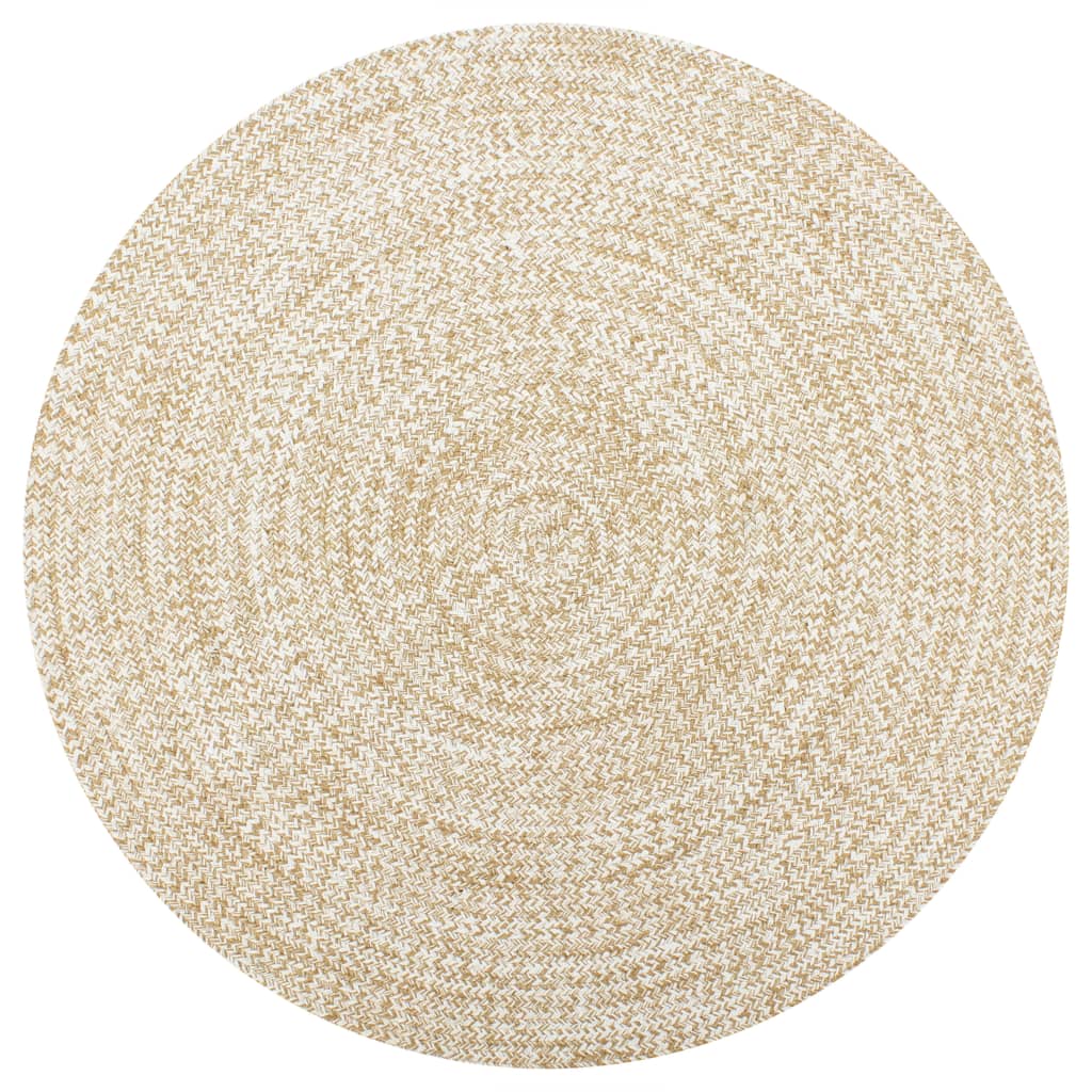 Handmade Rug Jute White And Natural 120 Cm Rugs