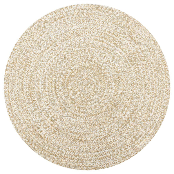 Handmade Rug Jute White And Natural 120 Cm Rugs