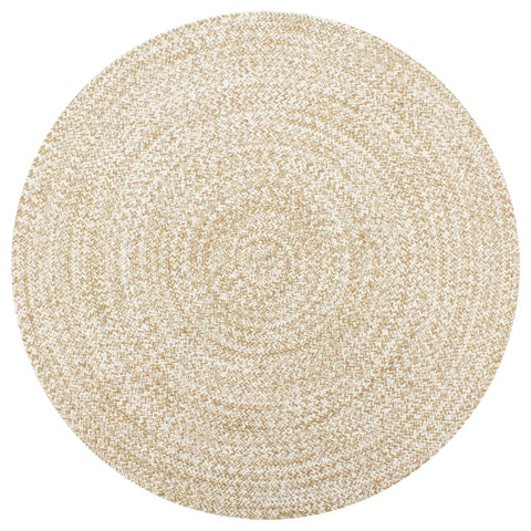Handmade Rug Jute White And Natural 120 Cm Rugs