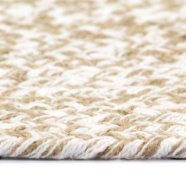 Handmade Rug Jute White And Natural 120 Cm Rugs