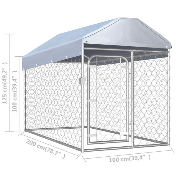 Outdoor Dog Kennel With Roof 200X100x125 Cm