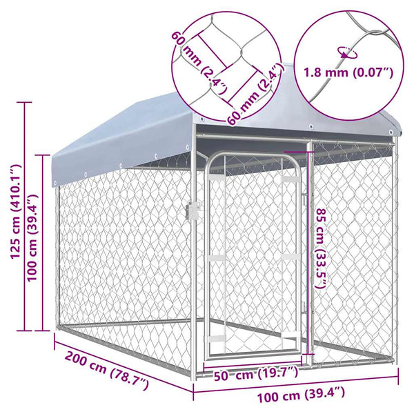 Vidaxl Outdoor Dog Kennel With Roof 200X100x125 Cm Dog Kennels
