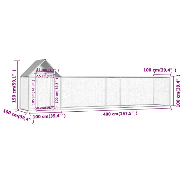 Galvanised Steel Chicken Coop 500Cm X 100Cm 150Cm Poultry Cages