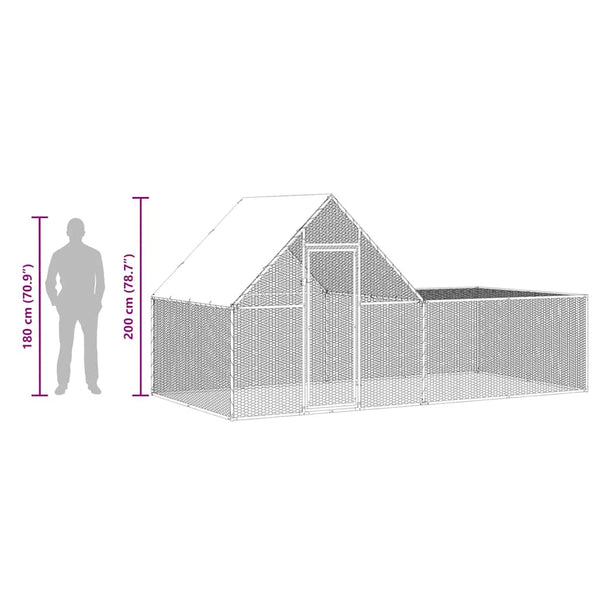 Vidaxl Chicken Coop 4X2x2 M Galvanised Steel Small Animal Cages & Hutches