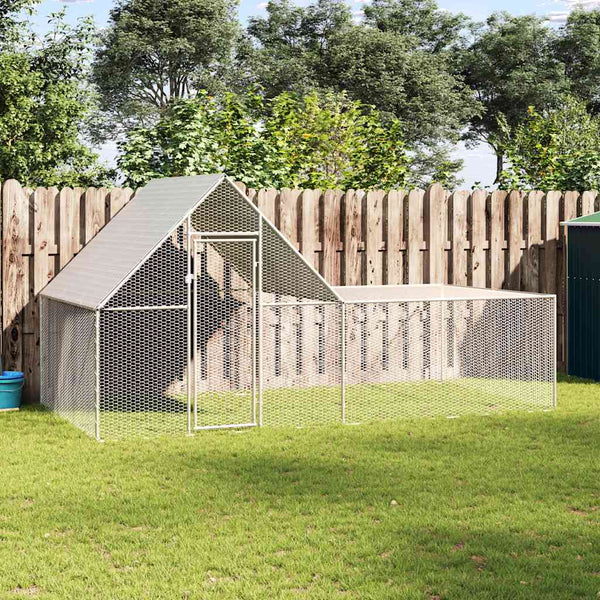 Vidaxl Chicken Coop 4X2x2 M Galvanised Steel Small Animal Cages & Hutches