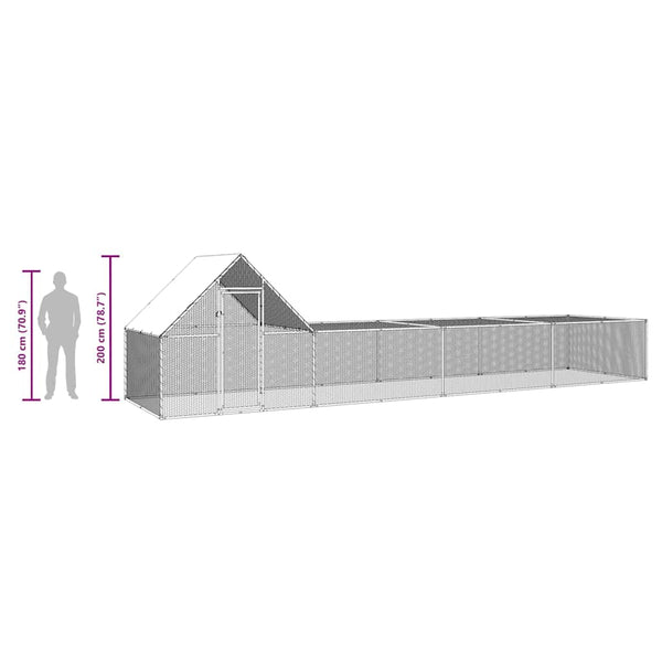 Galvanised Steel Chicken Coop 800X200x200 Cm Poultry Cages