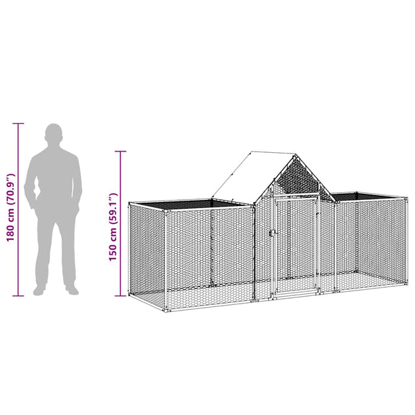 Vidaxl Chicken Coop 3X1x1.5 M Galvanised Steel Small Animal Cages & Hutches