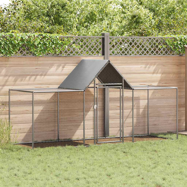Vidaxl Chicken Coop 3X1x1.5 M Galvanised Steel Small Animal Cages & Hutches