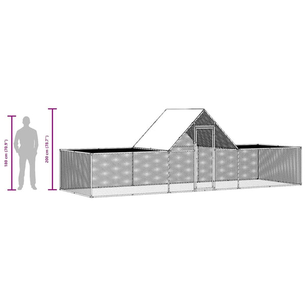 Galvanised Steel Chicken Coop 600X200x200 Cm Poultry Cages