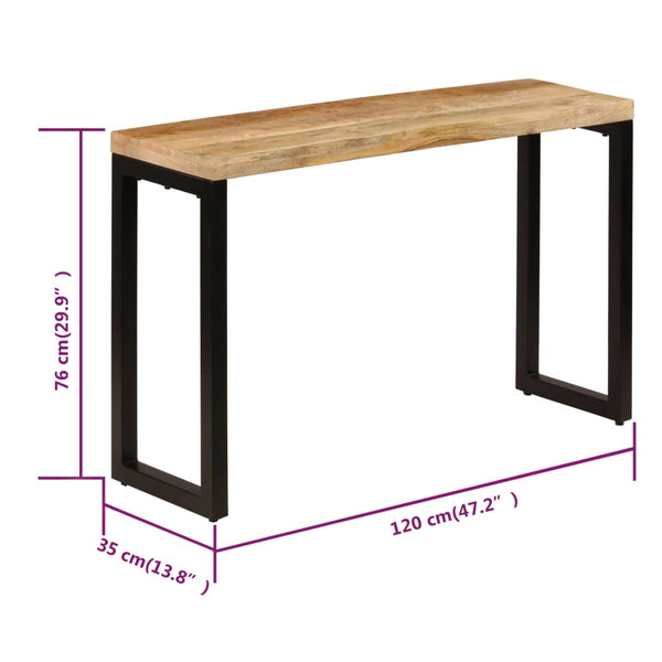 Vidaxl Console Table 120X35x76 Cm Solid Wood Mango And Steel Hall Tables