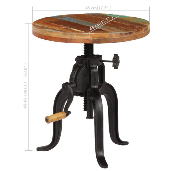 Side Table 45X(45 62) Cm Solid Reclaimed Wood And Cast Iron Side Tables