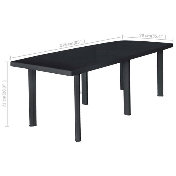 Garden Table Anthracite 216X90x72 Cm Plastic