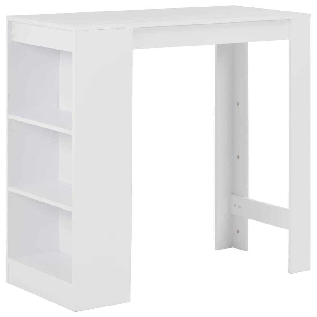 Bar Table With Shelf White 110X50x103 Cm Bar Tables