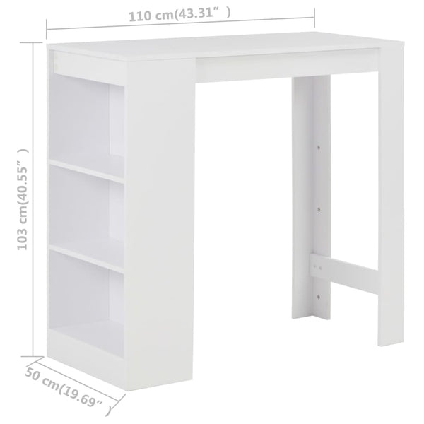 Bar Tables Bar Table With Shelf White 110X50x103 Cm