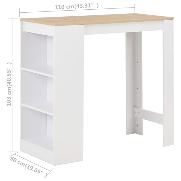 Engineered Wood Bar Table With Three Layer Shelf White Home Furniture Bar Tables